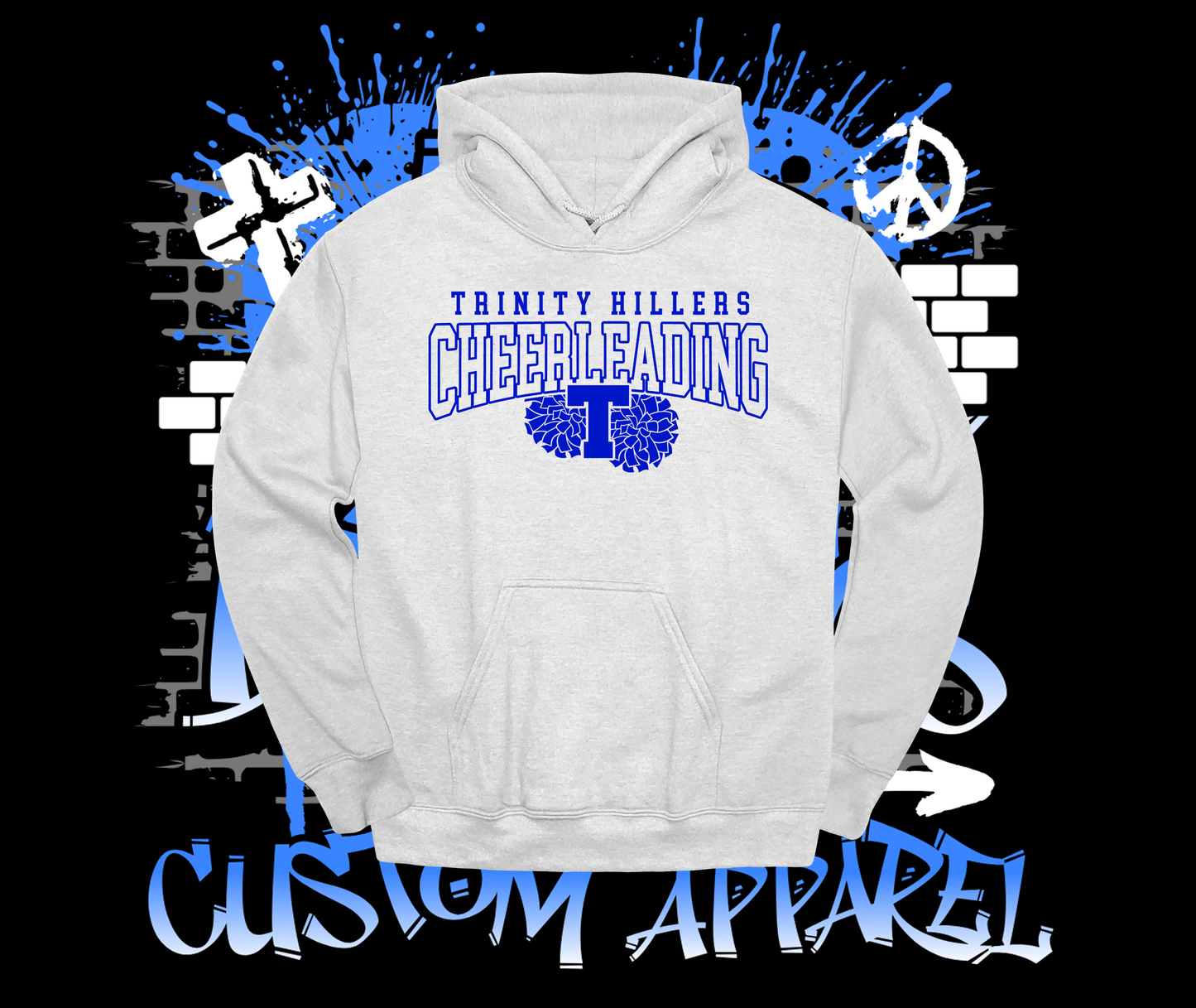 Trinity Cheer Pom Pom Hoodie Grey