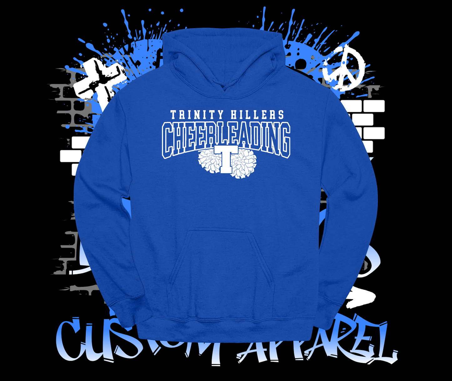 Trinity Cheer Pom Pom Hoodie Royal Blue
