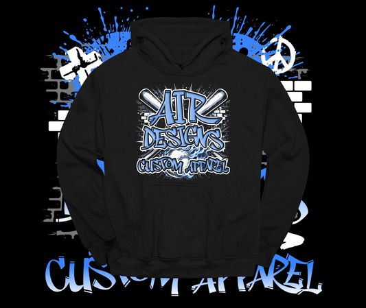 AIR Designs Baseball Logo Fire Hoodie