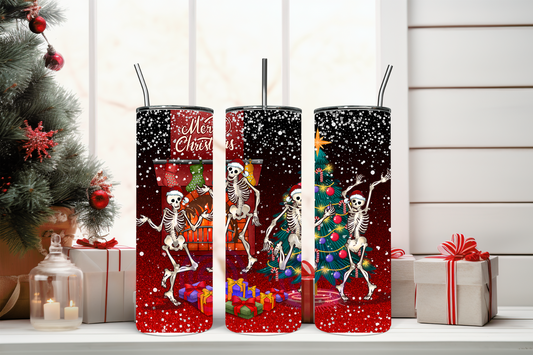 Skeleton Christmas Party Tumbler 20oz.