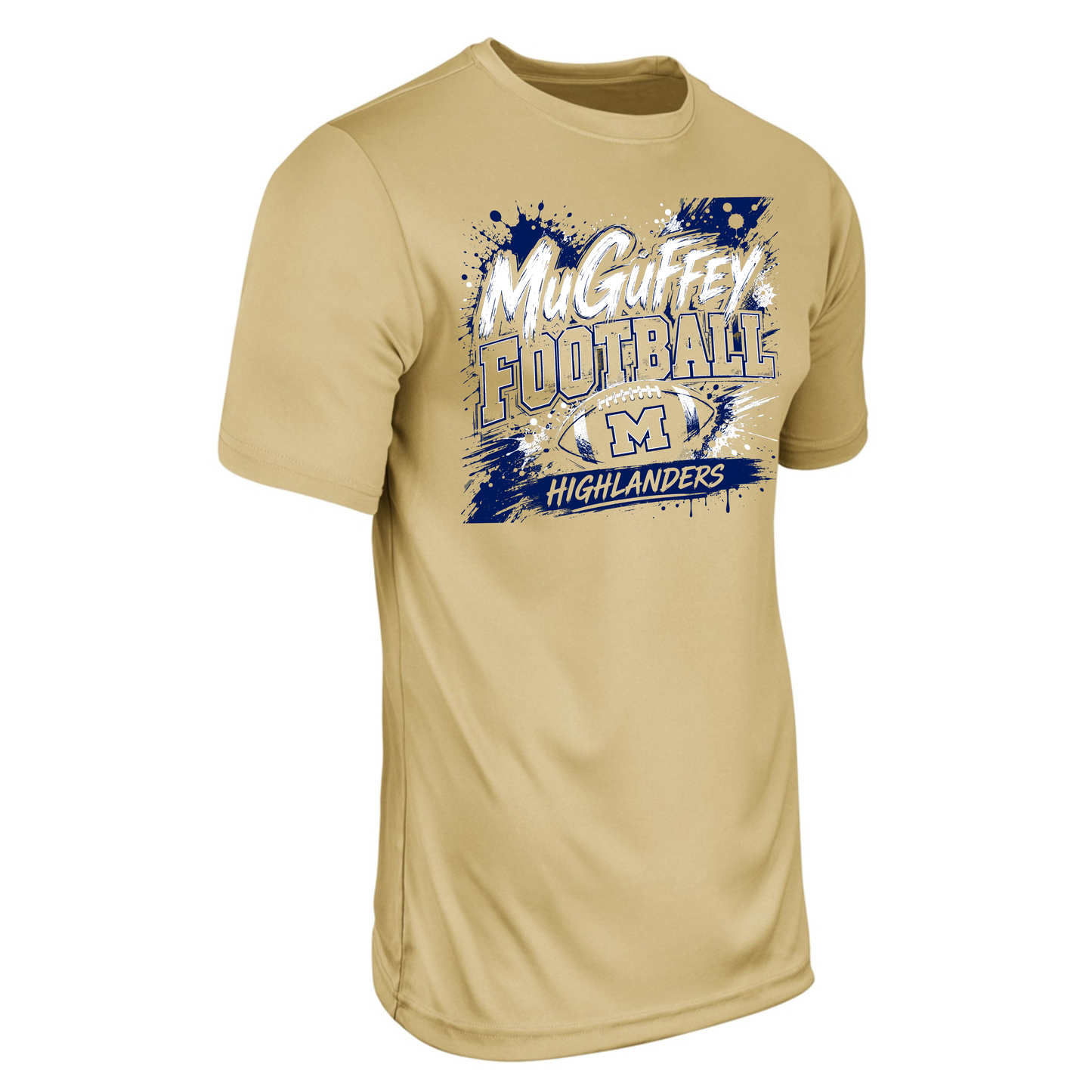 MCGUFFEY FOOTBALL SPLASH CHAMPRO DRY FIT T-SHIRT GOLD