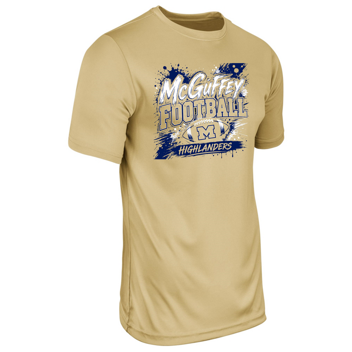 MCGUFFEY FOOTBALL SPLASH CHAMPRO DRY FIT T-SHIRT GOLD