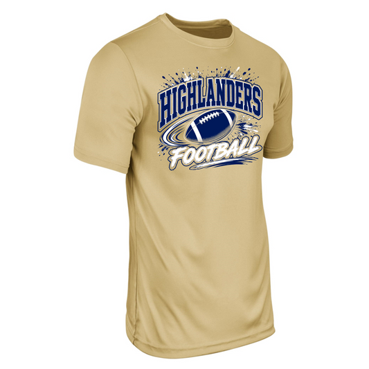 MCGUFFEY FOOTBALL SPLATTER CHAMPRO DRY FIT T-SHIRT GOLD